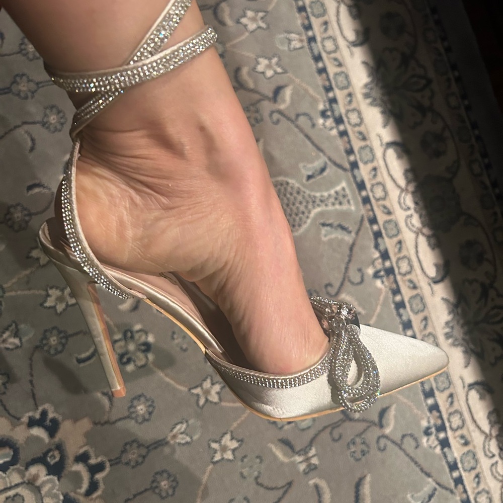Elegant Silver Strappy Heels